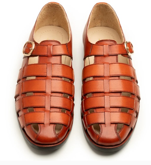 Cognac Woven Leather Fisherman Sandal view