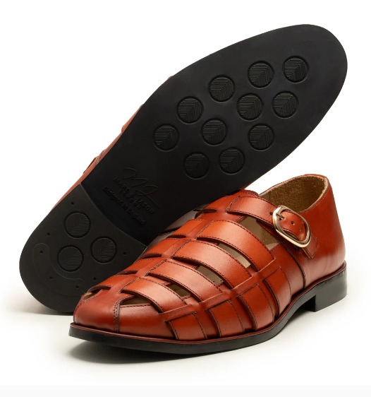 Cognac Woven Leather Fisherman Sandal view