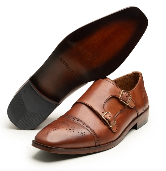 Cognac Double Monk Strap Brogue Shoe view