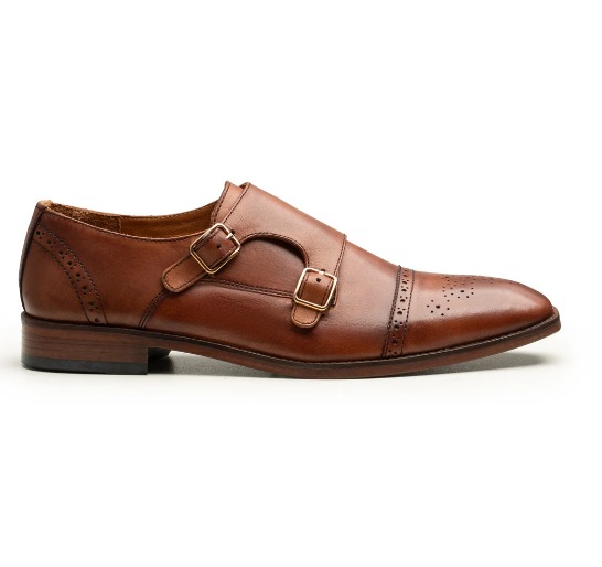 Cognac Double Monk Strap Brogue Shoe view